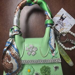Green Embellished Handbag